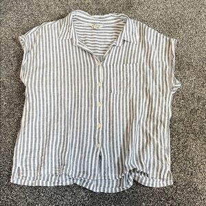 Orvis Navy and White Striped Shirt